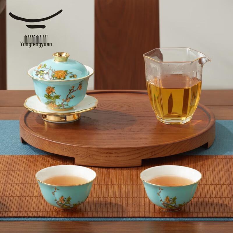 Yongfengyuan Madam Porcelain West Lake Blue 7-Piece Tea Set
