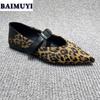 Sexy Leopard Pointed Toe Flats Women Loafers Shoes 2025 Trend Shallow Designer Office Lady Dress Shoes New Mature Mujer Zapatos