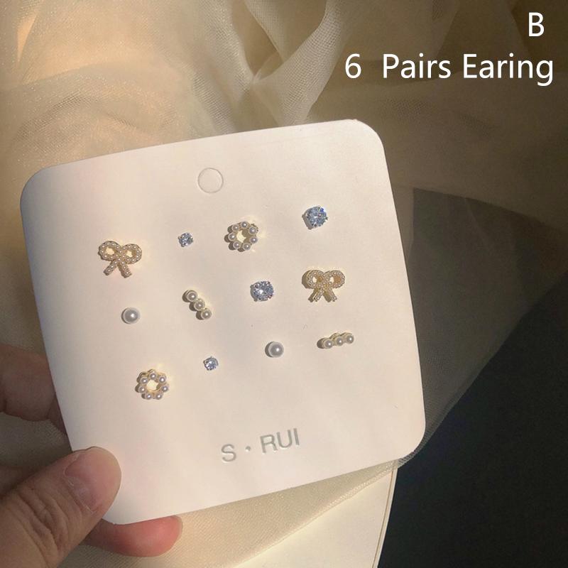 6 пар/комплект Design Sense Мини жемчужные бабочки бриллиантовые серьги наборы нежные изысканные ювелирные украшения серьги украшение для ушей