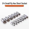 Компактный набор коротких торцевых головок Flying 1/4 Hex, трещотка 6,3 мм, размеры 7/8/10/14 мм