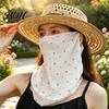 Face Neck Sun Guard Women Protection Mask, Cotton Dot Print UV Foldable Portable Gaiter Cover, Scarf for Driving Cycling Camping Outdoor Travel