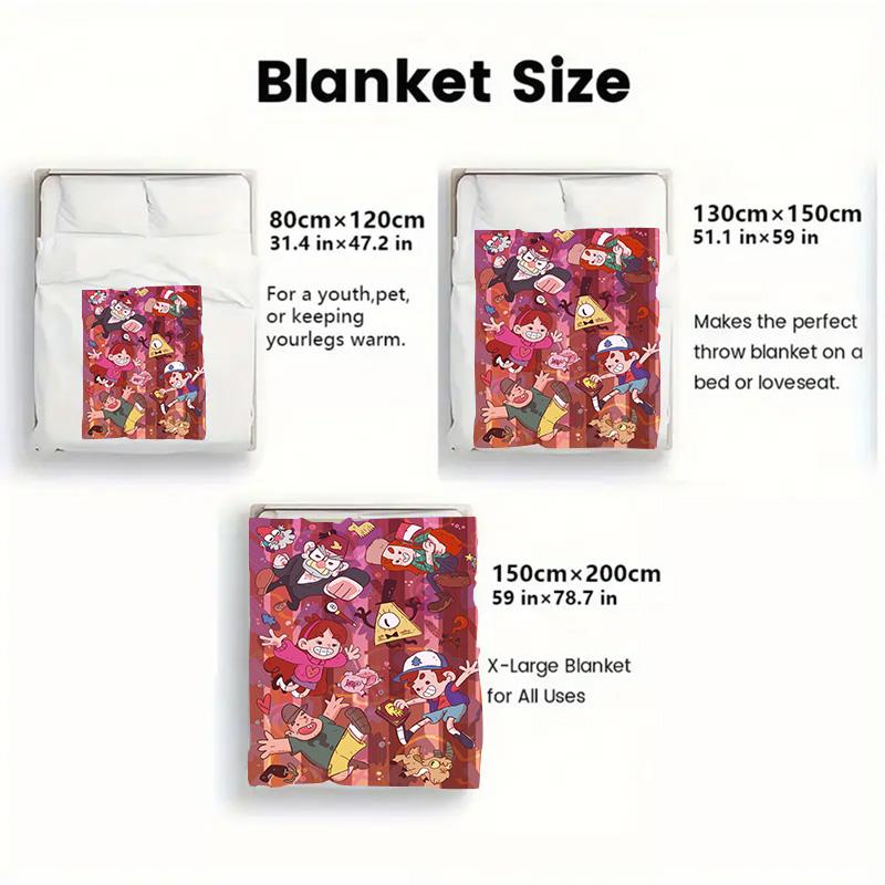 Gravity Falls cartoon 2D Flat Pattern Flannel Blanket High quality All Seasons Warmth and Comfort Perfect for Christmas Gifts.P260914583
