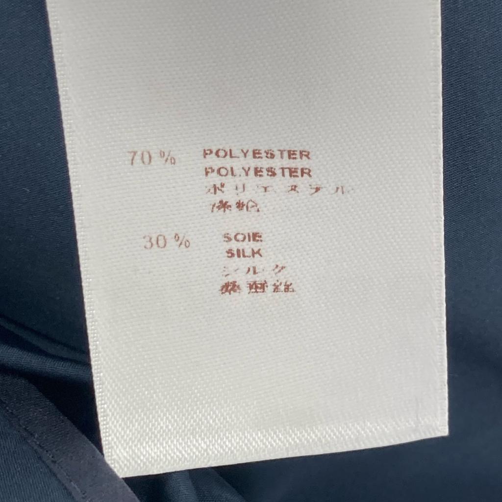 Louis Vuitton 12 Нержавеющая сталь Темно-синий Полиэстер x Шелк Застежка на пуговицы сзади Без рукавов Платье с оборками платье 38 Темно-синийБ/у