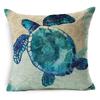 Exquisite 18" Blue Sea Animal Cotton Linen Cushion Cover For Stylish Living Spaces