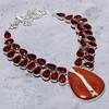 Красная речная яшма, Гранат Драгоценный камень 925 Стерлинговое серебро Ювелирное изделие Ожерелье 18"