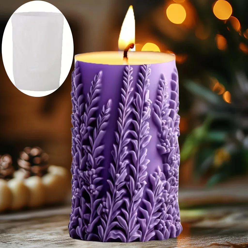 Flower Cylindrical Candle Mold Lavender Tulip Sunflower Lily Silicone Mold Candle Making Tools DIY Gypsum Aromatherapy Molds