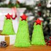 Green Plush Christmas Tree Ornaments Soft Furry Xmas Decor with Star Topper Holiday Table Centerpieces Party Supplies