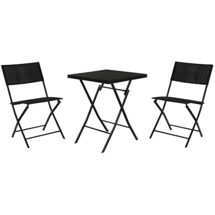 Ensemble De Table - HOME ESPRIT - 2 Chaises - Noir - Métal - 58 X 58 X 71,5 Cm