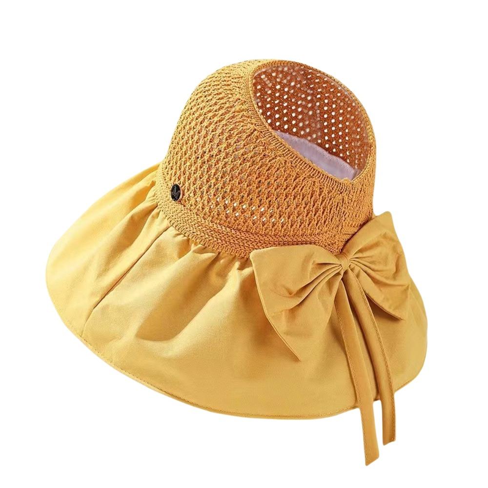 UV Protection Woven Empty Top Cap Sunscreen Vinyl Sun Hats Casual Wide Brim Bucket Hat Seaside