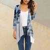 Women's Print Irregular Three-quarter Sleeve Cardigan With Pocket Jacket