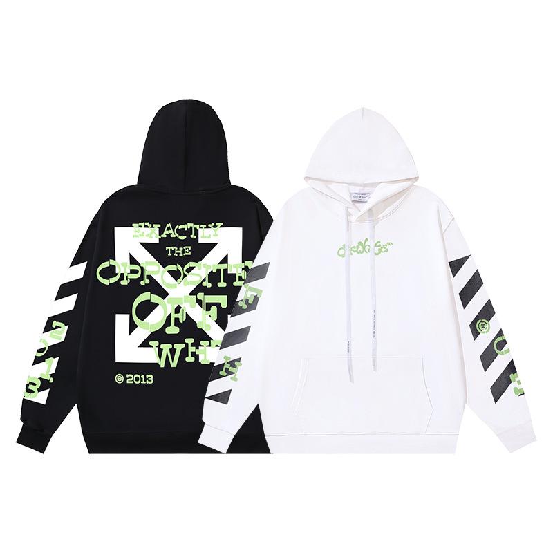 1113 Off-White 2026 Autumn and Winter New OW Fluorescent Letter Arrow Pullover Men's and Women's Hooded Sweatshirt Sweatshirt
