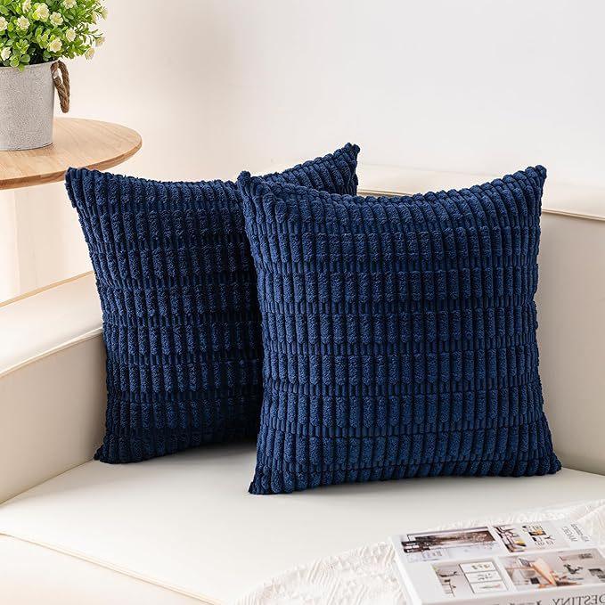 Solid Color Plush Double-Sided Pillowcase Corduroy Cushion Cover Decorative Sofa Bed Head Lumbar Support Pillowcase Set Of Two
