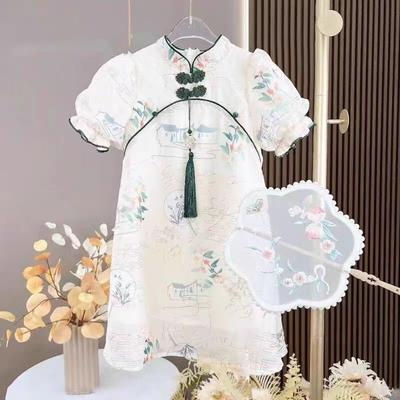 Длинное платье для девочек, классическое детское платье Cheongsam в китайском стиле для девочек