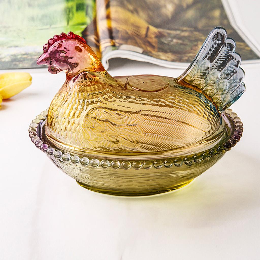 Хрустальное Стекло Курица Форма Хранение Банка Фигурка Конфетница