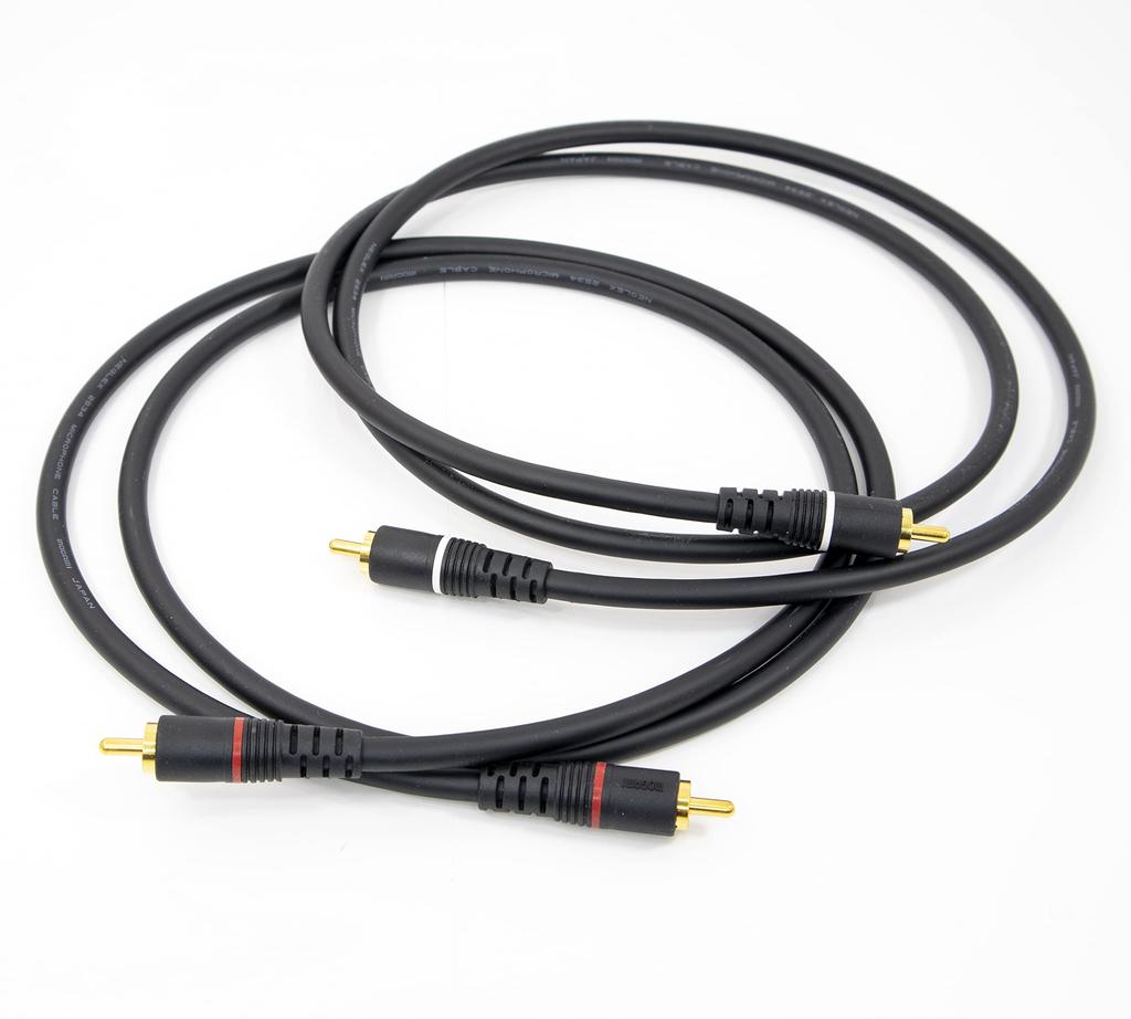 Высококачественный аудиокабель RCA, 2 шт., 0,5 м, Изготовлен из электрического провода Mogami, MOGAMI 2534, Сделано в Японии, Включает деревянный футляр для хранения
