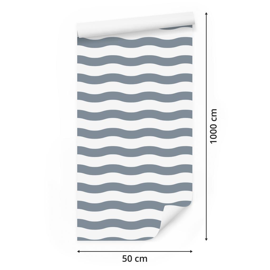 Wallpaper Stripes white and blue, light gray background 50x1000