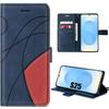 Protective Case - BOOLING - for Samsung Galaxy S25 - PU Leather - Shockproof - Two-tone Blue/Red
