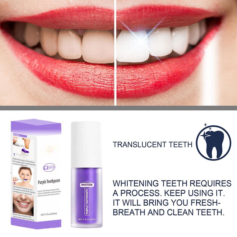 V34 Purple Toothpaste Remove Plaque Smoke Stains Removal Odor Oral Refreshing Brightening Whitening Teeth Oral Cleaning