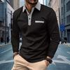 Autumn Men's Casual Button Lapel Solid Color Long Sleeved Polo Shirt