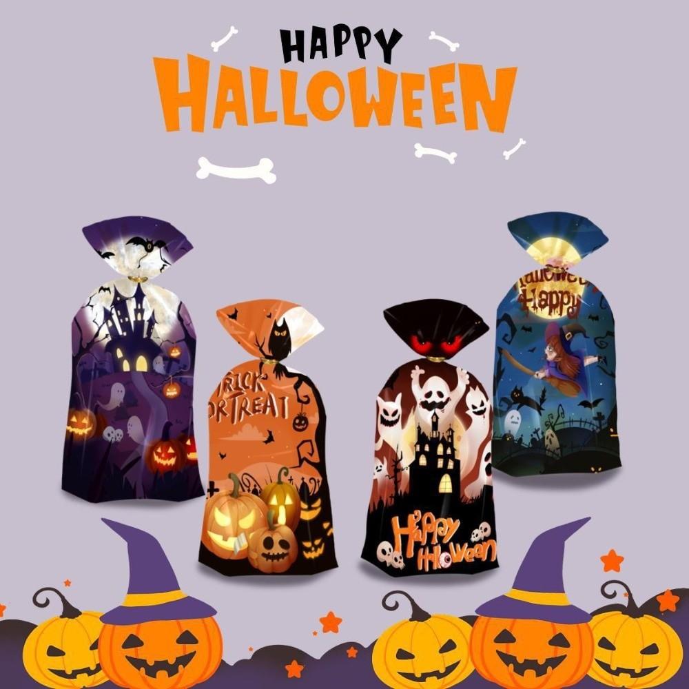 50pcs Exquisite Snacks Candy Biscuit Bag Reusable Drawstring Bag Halloween Candy Bag For Kids