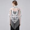 Butterfly Lace Hollow Scarf Polyester Mesh Scarves Elegant Tassel Triangle Shawl  Church