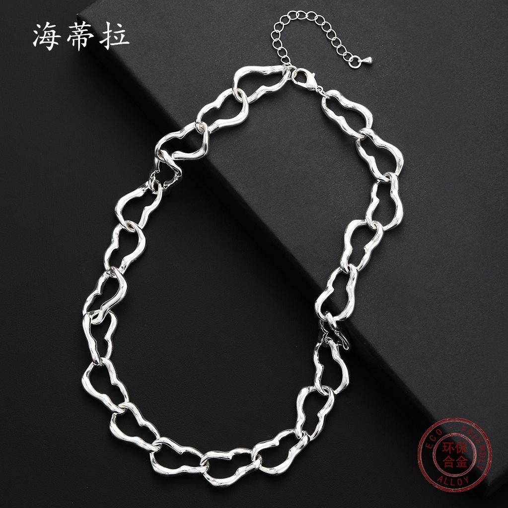 Необычное кольцо короткое ожерелье из сплава, персонализированная панк хип-хоп простая универсальная цепочка на ключицу