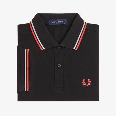 [M3600] Twin Tip Fred Perry Shirt - Black/Dusky Blue/Strawberry Cream Afpm2613600-05C