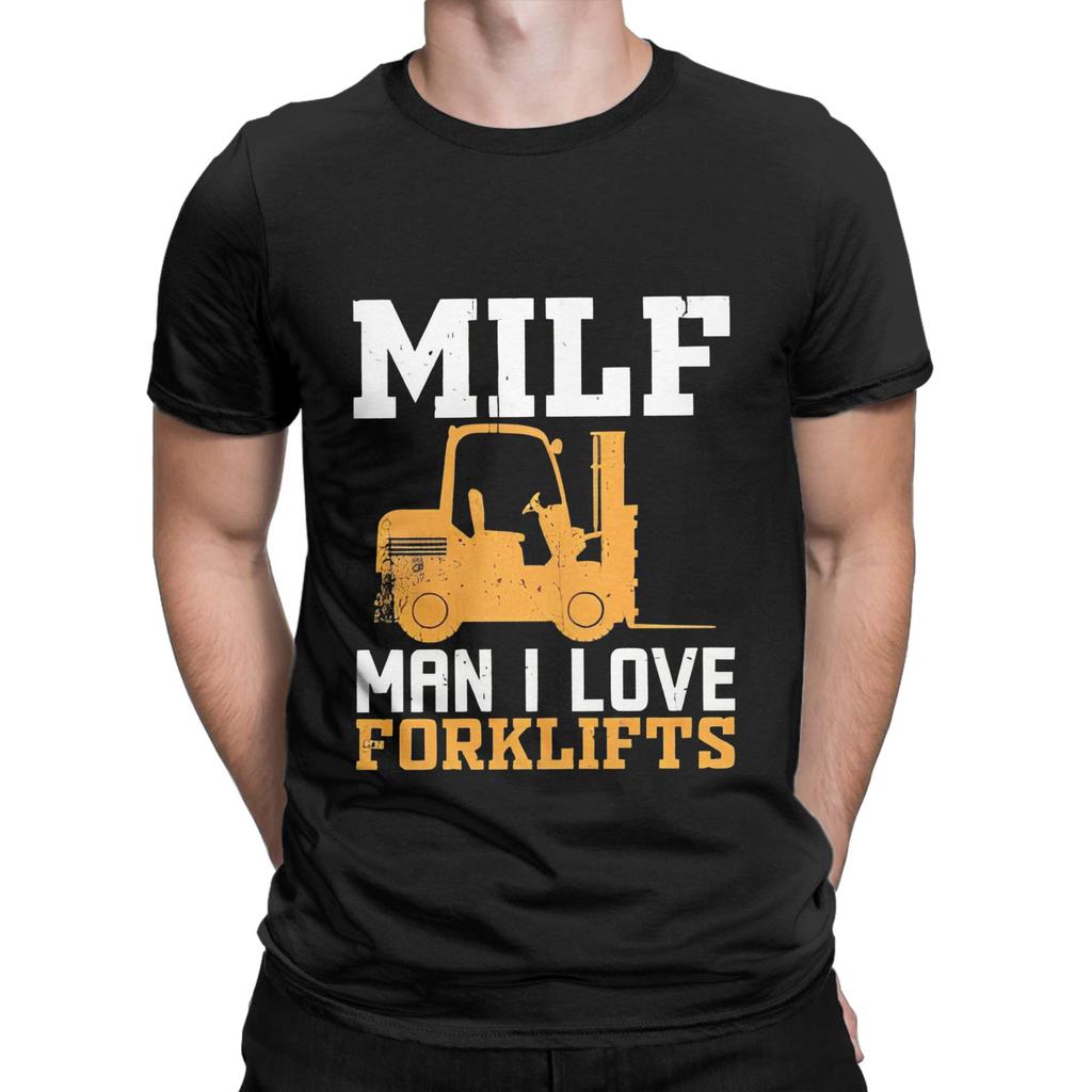 Vintage MILF Man I Love Forklifts T-Shirt for Unisex Forklift Operator Cool Cotton Tees Round Neck T Shirts Original Clothes