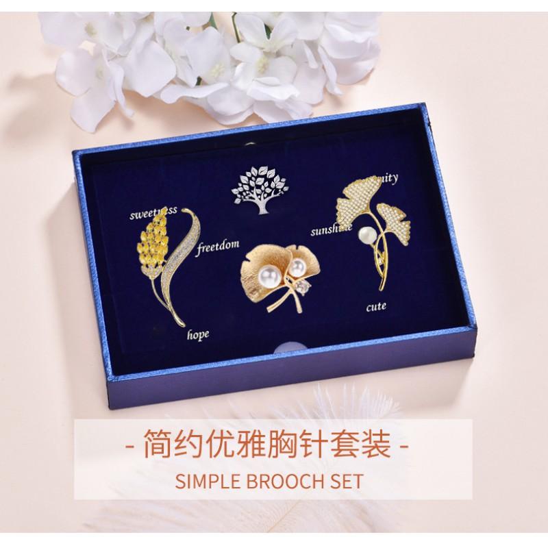 Elegant Alloy Brooch Pin With Wheat Floral Design Women Fashion Office Accessory Gift