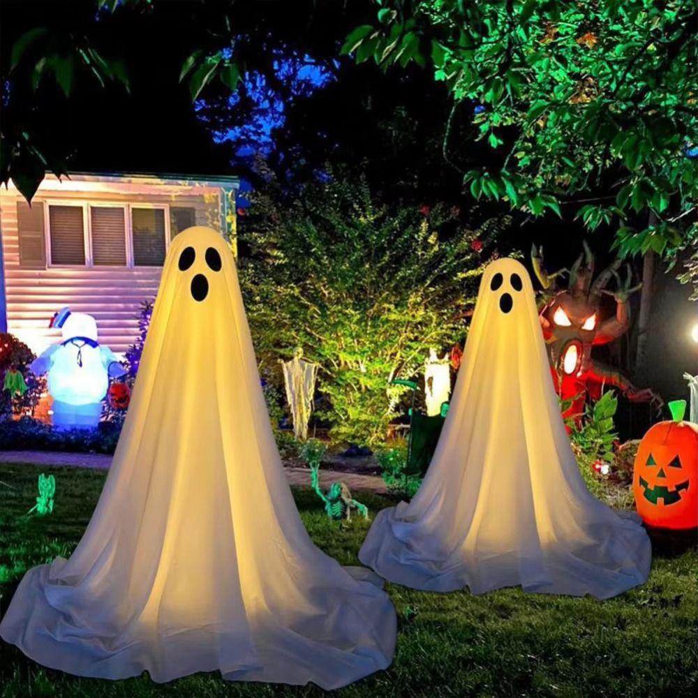 Scary Halloween Ghost Ornaments Luminous LED Glow Specter Ornament Haunted House