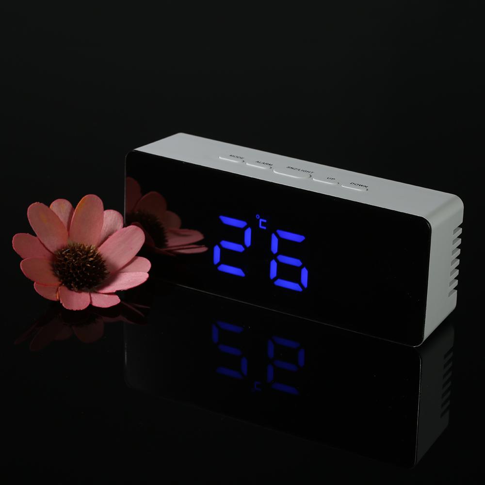Цифровой светодиодный дисплей, будильник, USB и аккумулятор, зеркальный дизайн лица