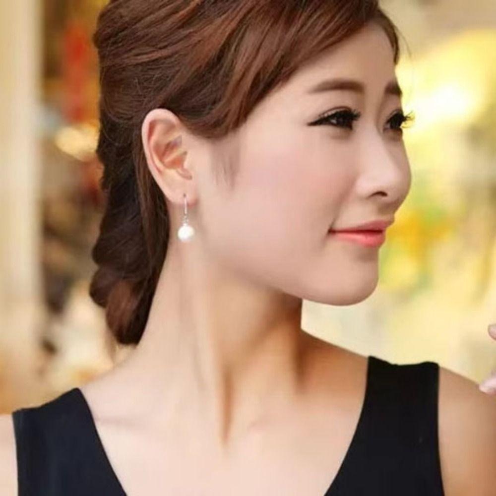 Simulation Freshwater Pearl Drop Earrings Ball Shape Ear Hook Simple Long Earrings Ear Jewelry