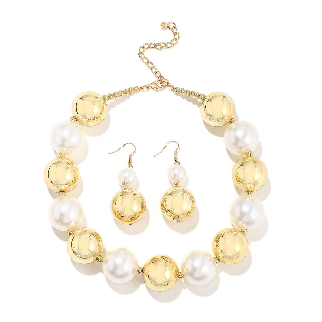 New Arrival Palace Style Vintage Mixed Color Pearl Necklace Luxury Elegant Earrings Jewelry Set Trendy Gifts For Women