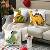 Cartoon Dinosaur Leaf Pattern Digital Printing Pillow Cover Short Plush Suitable Living Rooms Bedrooms Sofas Throw Cushion Cover