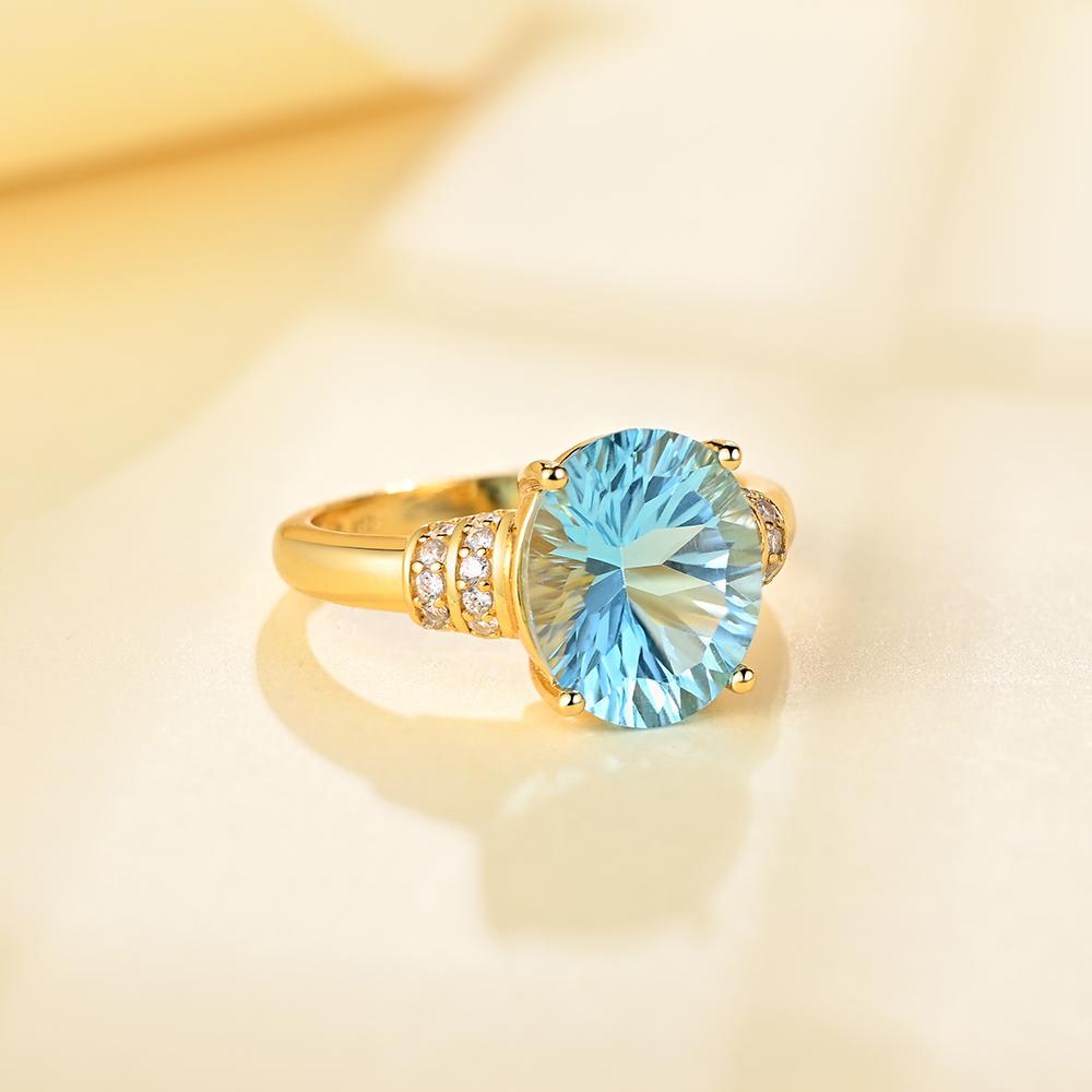Легкие, роскошные и простые дизайнерские серьги и кольца с застежкой, комплект украшений из натурального небесного топаза, драгоценный камень, ювелирные украшения для женщин и девочек, повседневная одежда и подарки для вечеринок