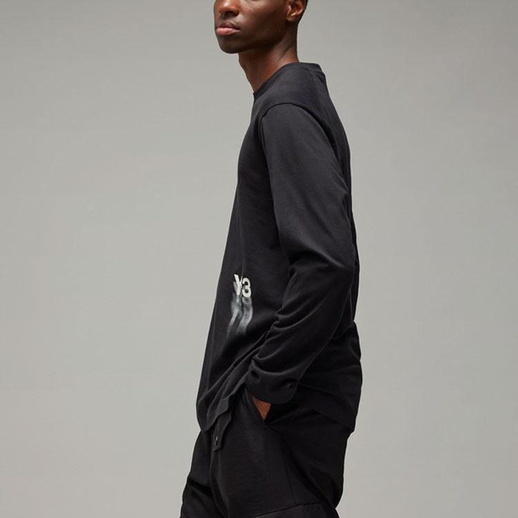 Y-3 Футболка Gfx Ls с логотипом и принтом, с круглым вырезом и длинными рукавами, унисекс, черный цвет IZ3122