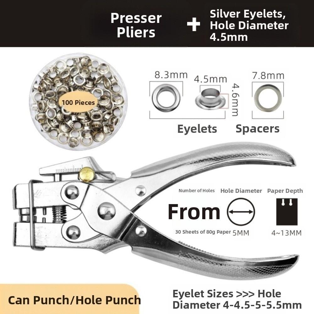 Heavy-Duty Punching Grommet Eyelet Pliers Kit  for Bookbinding, Leather & Fabric