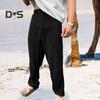 Мужские брюки с эластичной талией на шнурке, прямые, свободные, однотонные, с карманами, впитывающие пот, повседневная одежда, повседневные спортивные брюки, длинные спортивные штаны