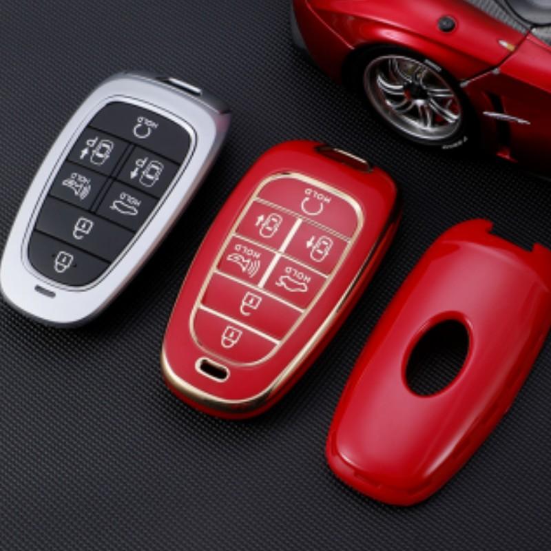 Чехол для ключей автомобиля из ТПУ с 5/6/7 кнопками для 2020 2021 Hyundai Sonata Nexo DN8 Santa Fe TM Tucson NX4 Staria Ioniq, аксессуары