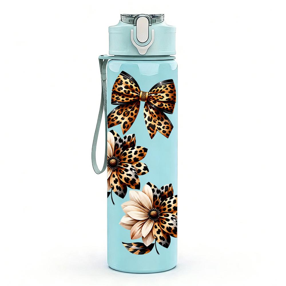 1PC Multi Butterfly Floral Graphic,750ml Color Plastic Sports Water Bottle,Leakproof Flip Straw Lid,Suitable for Sports Office Home Use