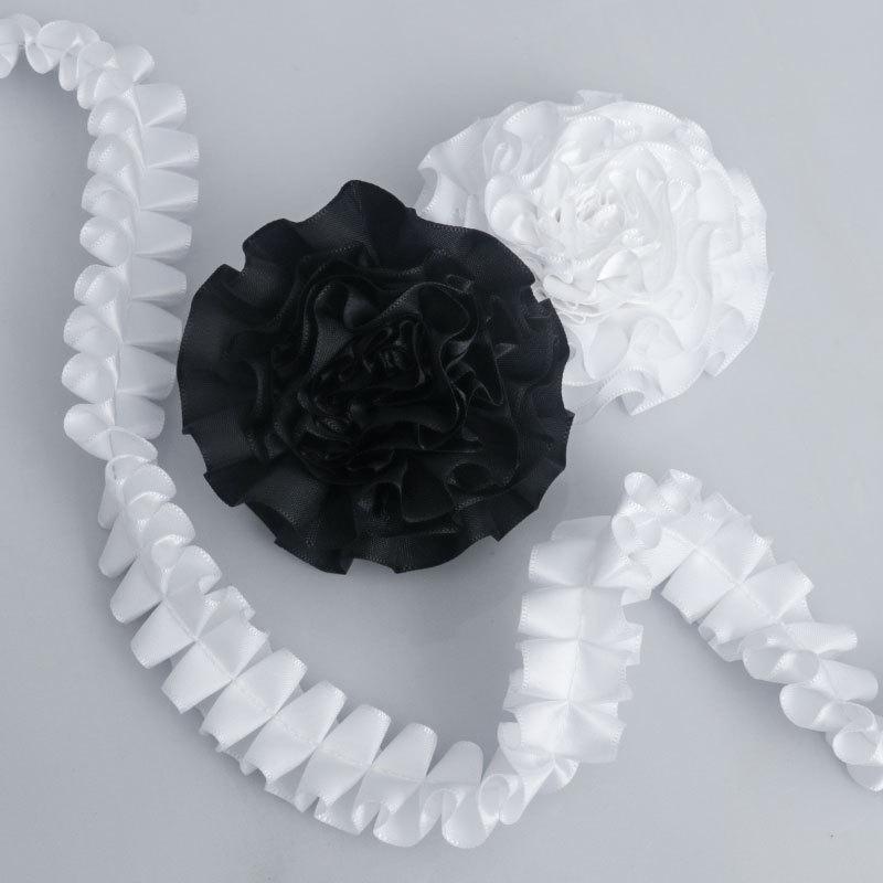 Elegant Multifunction 2.5cm Wide Ruffled Ribbon Polyester Ribbon Ruffled Lolita Headdress Clothing Design Diy Lace Accessories Home Decoration