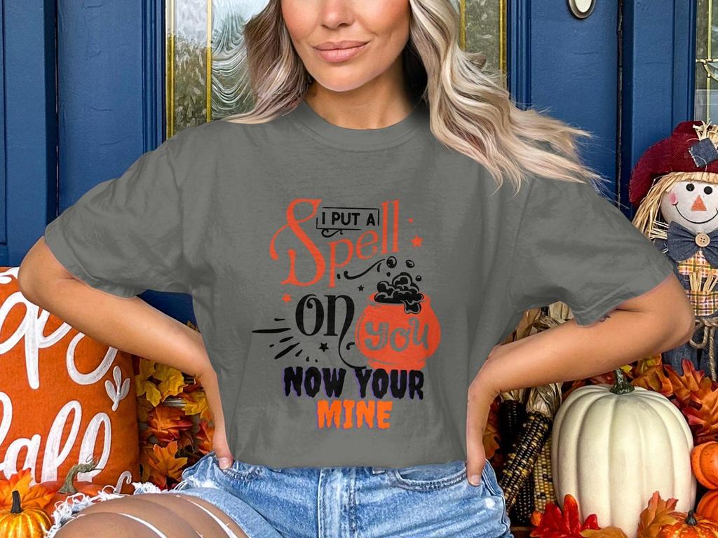 I Put A Spell On You T-Shirt, Witchy Halloween Cauldron Tee, Couples Costume Fall