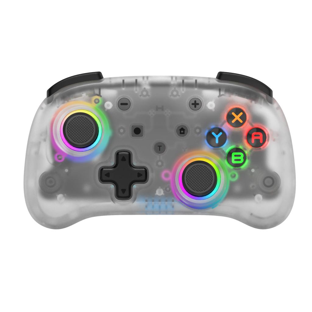 LinYuvo KS39B Wireless Pro Controller for Switch/Lite/OLED/Android/macOS, Adjustable Turbo, Vibration Motion, Gyro, Transparent