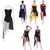Womens Dance Costume Cutout Backless Irregular Tulle Lyrical Dance Dress Stage Performance