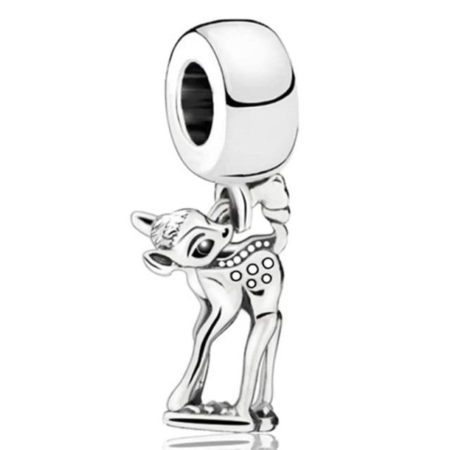 Silver Animal Cat Panda Rabbit Rabbit Lion Owl Unicorn Horse Jewelry Pendant Bracelet DIY Fit Original Bracelet