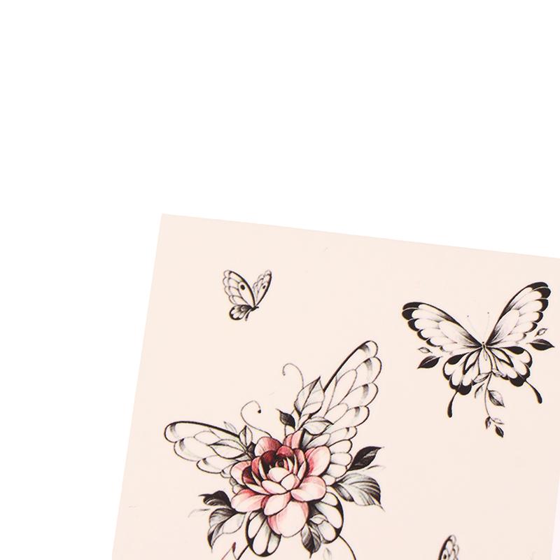Водонепроницаемые временные тату-наклейки Бабочка Роза Каваи Переводная Флеш-тату Женщины Шея Рука Боди-арт Поддельные Татуировки Мужчины