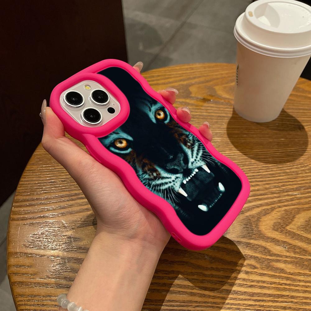 Чехлы для телефонов N96 Tiger eyes design Macaron Wavy Edge для iPhone 16 Pro Max Samsung S24 Plus S23 Ultra A35 A05s Xiaomi Redmi Note 13, противоударный чехол