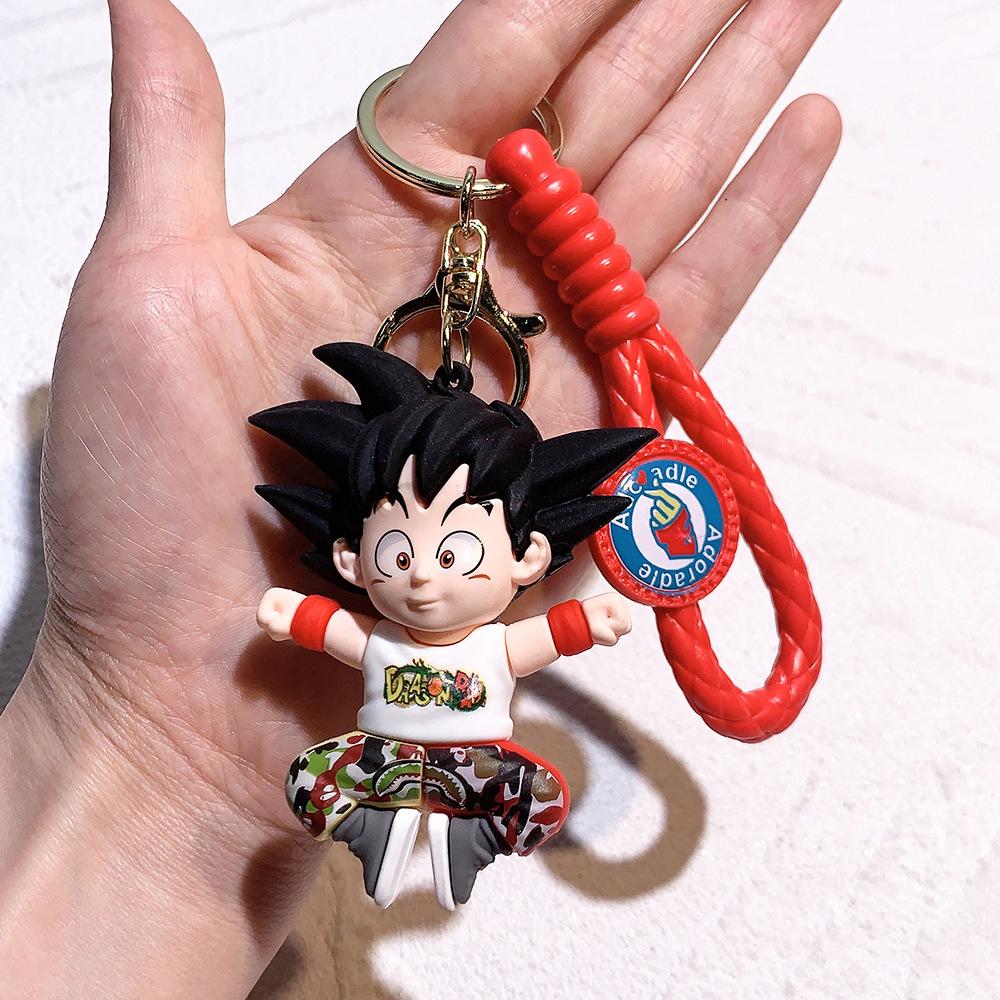Anime Keychain PVC Cartoon Cartoon Figure Trunks Son Goku Piccolo Buu Vegeta Figures Key Chain Keyring Bag Decor