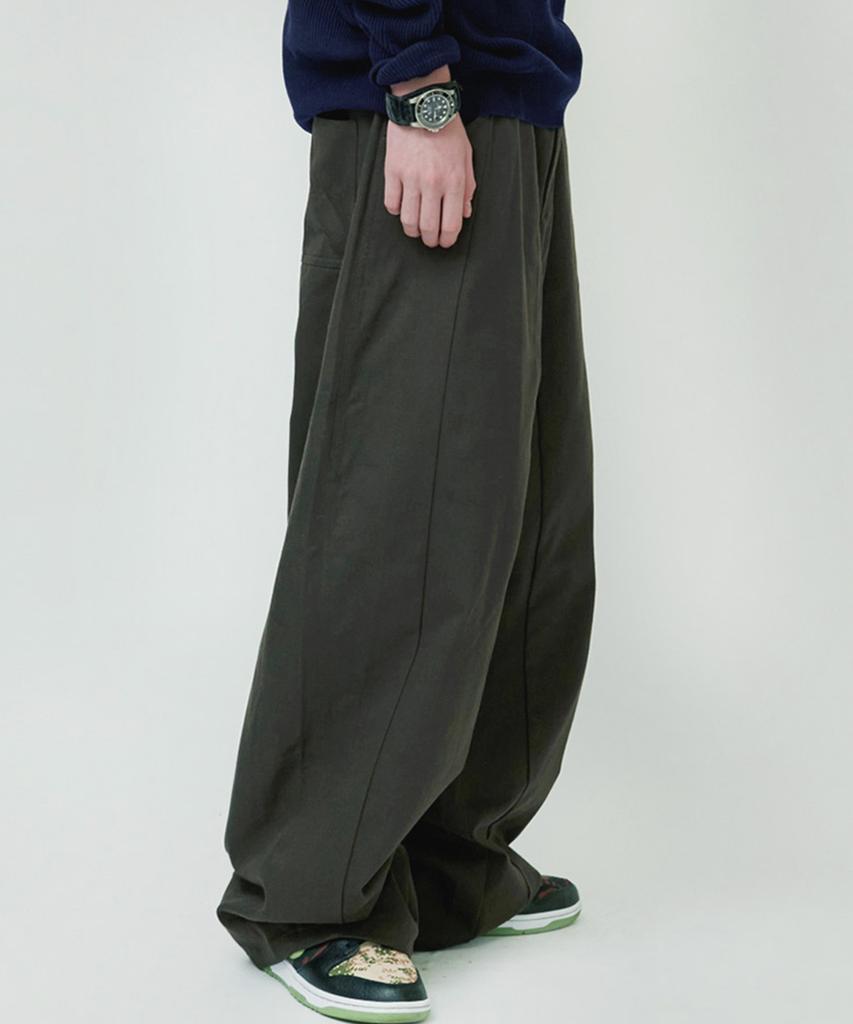 GLW Wide Cut Balloon Pants Cotton Charcoal