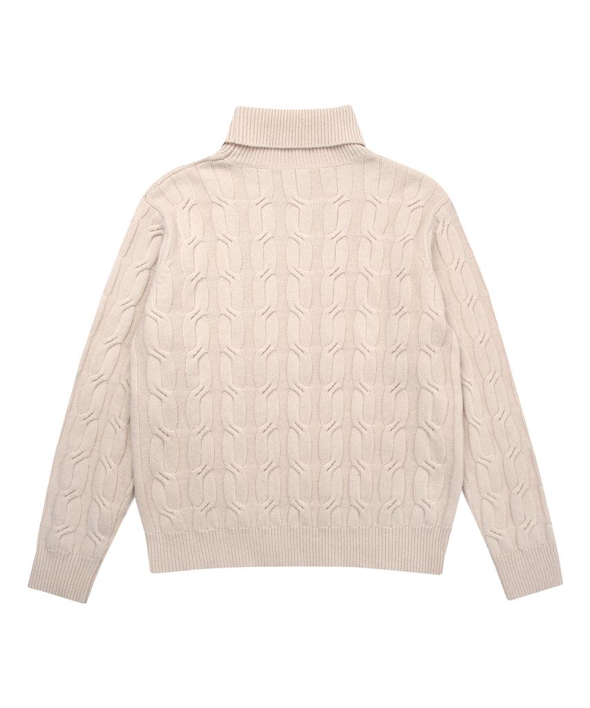 SOLEW Turtle Cable Sweater_Beige